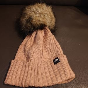North Face junior pink hat
